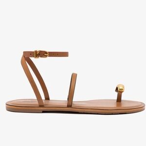 Larroude Biarritz Flat Sandal -Light Caramel - 9